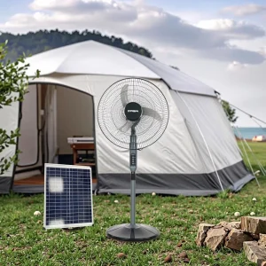 Rechargeable High Speed Outdoor Cooling Electric Fan 18 Inch Solar Charging Standing Fan with Solor Energy