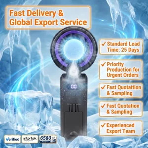 Rechargeable Icy Mist Neck Fan with Humidify Foldable Portable Cooling Fan for Outdoor Hotel Use