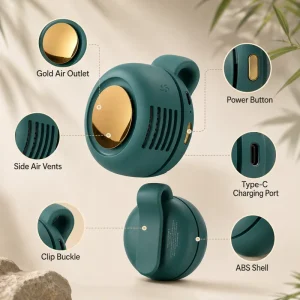 Rechargeable Mini Cooling Fan Portable Hanging Waist Fan for Camping Hiking Outdoor Sports