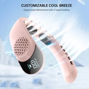 Rechargeable Neck Fan Portable Bladeless Hands Free Wearable Cooling Device Quiet Strong Wind for Outdoor Travel Neck Fan
