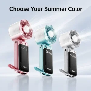 Rechargeable Portable Mist Fan Handheld Misting Humidifier Fan Digital Display Water Tank Mini Cooling Fan for Camping Beach