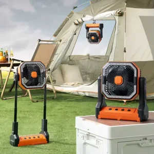 Rechargeable Portable Outdoor Ceiling Fan Electric Battery Fans Ceiling Electric Capacity Camping Fan With LED Lights