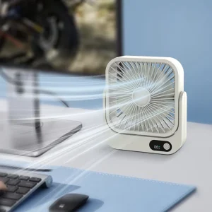 Rechargeable Portable USB Digital Plastic Table Fan with 5 Speed for Car RV Outdoor Use