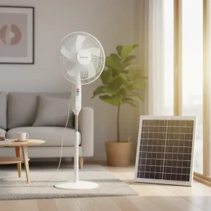 Rechargeable Solar Battery 3 Speed Oscillating Floor Fan Quiet Strong Wind 16 Inch Outdoor Vertical Fan for Car Use