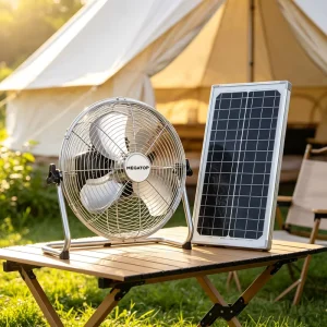 Rechargeable Solar Industrial Floor Fan LED Battery Indicator 12 Speed Control Metal Frame Cooling Fan for Business