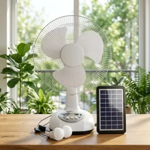 Rechargeable Solar Table Fan With Separate Solar Panel LED Bulb Included Household Desktop Fan