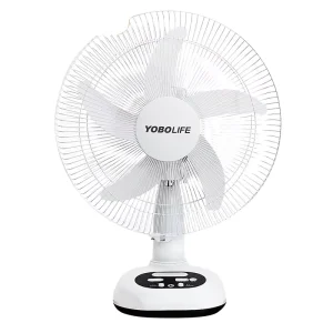 Rechargeable Solar Table Fan for Car and Home LED Light Foldable Design AC DC Operation 14 Inch