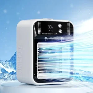 Rechargeable Spray Cooling Fan Portable Desktop Misting Cooler Digital Display Humidifier for Dorm Bedroom Student Home Indoor