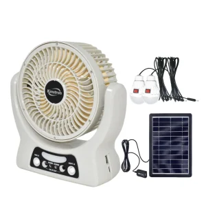 Rechargeable Table Fan 7 Inch Solar Fan Mini Small Desk With LED Light LED Bulbs Solar Panel Lithium Battery FD18 A for Bedroom