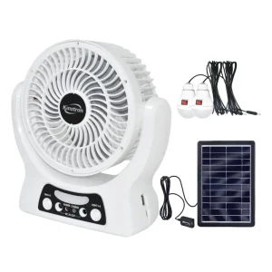 Rechargeable Table Fan 7 Inch Solar Fan Mini Small Desk With LED Light LED Bulbs Solar Panel Lithium Battery FD18 A for Bedroom