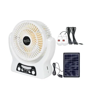 Rechargeable Table Fan 7 Inch Solar Fan Mini Small Desk With LED Light LED Bulbs Solar Panel Lithium Battery FD18 A for Fishing