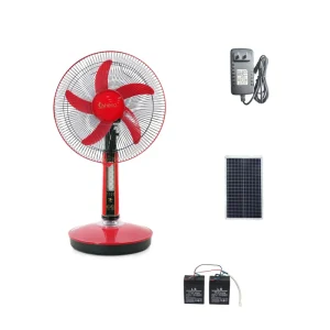 Rechargeable Table Fan AC DC Solar Fan 16 Inch Built in Lead acid Battery Charging Fan