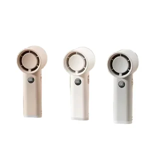 Rechargeable USB Plastic Digital Display Brushless Motor Turbo Fan Portable Wearable Mini Handheld Fan Travel Camping English