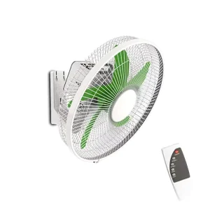 Rechargeable Wall Mount Fan 14 Inch with Remote Control AC DC Solar Powered Electric Fan with LED Timer for Home Office
