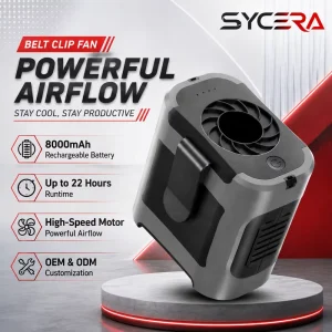 Rechargeable Wearable Waist Fan Belt Clip Portable Cooling Fan 8000mAh Long Battery Life High Power Airflow OEM ODM