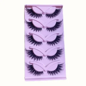 Refined Plush Arched Fan Semi Handmade Sharp Base False Eyelashes with 12 Rows for Sensitive Eyes