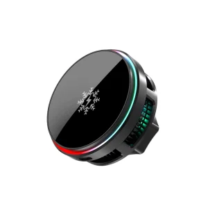 Refrigeration Cooling Fan Radiator 15W Magnetic Wireless Car Charger With Breathing Light Atmosphere Light Phone Mount Holder