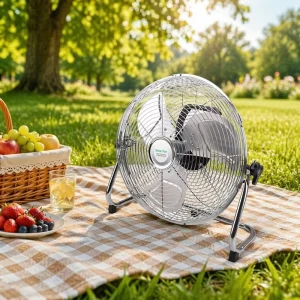 Reliable Price 25W 14Inch 12 Gear Rechargeable Portable Solar Electric Table Fan with Solar Panel
