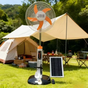 Reliable Solar Battery Fan Rechargeable 16 Inch LED Light 6V4.5AH Battery 0.5 Hour Timer Emergency Home Use 9 Speed 30W