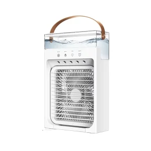 Remax Portable Mini USB Cooling Fan LED Light Rechargeable Mist Spray Desk Fan for Office Dorm Desktop Four Speed Setting Table