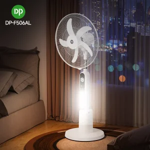 Remote Control 18-Inch 7000mAh Rechargeable AC DC Pedestal Floor Fan 3 Speeds with Night Light