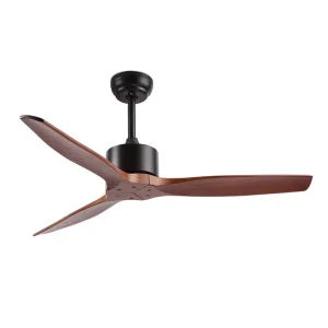 Remote Control Minimalist Vintage Style Solid Wood Ceiling Fan Without Light for Dining Room