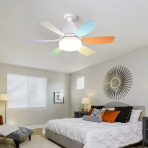 Remote Control Three Color Dimming Timing Function E27 LED Smart Home Ceiling Fan