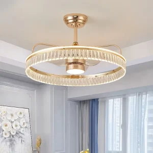 Restaurant K9 Crystal ABS Blade Ceiling Lamp Chandelier Modern Gold Color Luxury Ceiling Fan with Lights