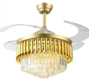 Retractable Fandelier Ceiling Fan With Crystal Light Remote 42 Inch 110v 220v Chandelier