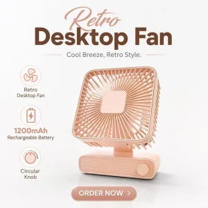 Retro Rechargeable Mini Desk Office Fans Portable Plastic Table Fans for Home Outdoor Hotel Use