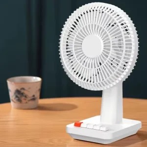 Retro Style Design 4000mAh Small Table Oscillating Air Cooling Fan Portable Four Gears Wind Speed Timing Table Fan