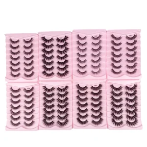 Reusable Wispy Lashes Handmade Faux Mink Eyelashes Custom Logo Strip 3D Lashes Private Label