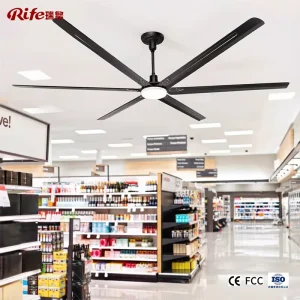 Rife RDS 24 Industrial Electric Ceiling Fan Smart Ceiling Fan Integrated Light Remote Control 6 Blades HVLS Energy Saving