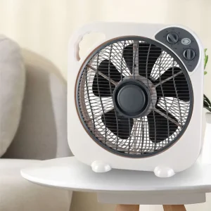 RoHS 50W 3 Fan Speed Plastic Air Cooling AC Desk Smart Fan Electric Square Box Table Fan for Household