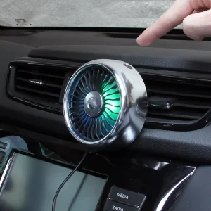 Rotatable 5V USB Electric Mini Cooling Fan 3 Wind Speed Adjustable Car Fan with Colorful Light