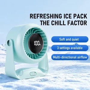 Rotatable Desktop Mini Fan Digital Power Display Quiet 3 Speed Small Table Fan for Bedroom Nightstand Home Indoor Cooling
