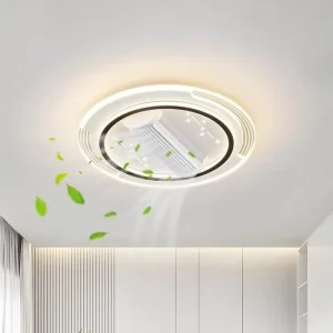 Round LED Ceiling Light Home Ceiling Fans with LED Lights Remote Control Bladeless Fan Living Room Hotels Ceiling Fan with Light