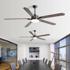 Rustic 5 Blade Wood Veneer Ceiling Fan 60 76 Inch with LED Light for Living Room Dining Room Cafe