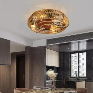 Rustic Rope Wrapped Ceiling Fan with LED Light American Style Industrial Fan Lamp for Restaurant Bedroom Loft Decor