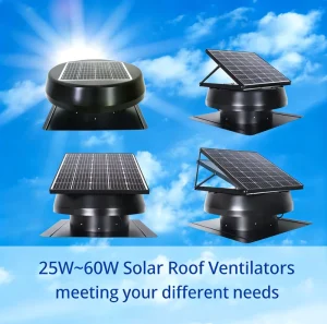 SIPL 25W~60W 14” IP68 Solar Attic Gable Roof Vent Heat Extractor Hot Air Axial Flow Exhaust Fan OEM ODM Customization