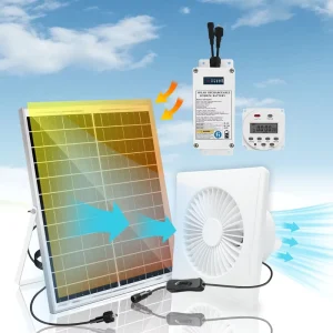 SIWEIJIA Smart Solar Powered 8 Inch Exhaust Fan with Timer 4A Battery 5.4W Panel Home Automation Energy Efficient Ventilation