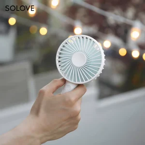 SOLOVE 2000mAh Rechargeable USB Mini Desktop Portable Handheld Fan Wearable Design