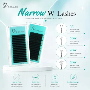 SP EYELASH 0.07 0.10mm Narrow W Lash Extensions Small Spacing Compact Fan 3D 4D 5D Slim Base Volume Lash Extensions Supplies