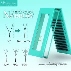 SP EYELASH Narrow 3D 4D 5D W Shaped Lash Extension Smaller Spacing Natural Lashes Premade Volume Fans V YY Shape Lash Fans