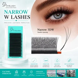 SP EYELASH Narrow Fan Lash Extensions Narrow W Lash 3DW 0.05 0.07 0.1 Small Spacing Eyelash Extension for Salon Professional Use