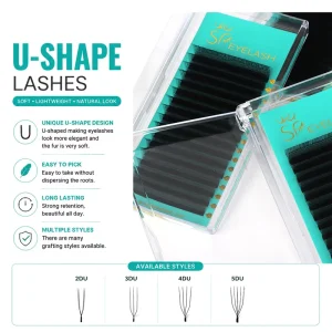 SP EYELASH Narrow U Shape Eyelash Extension 3D 4D 5D Premade Volume Fans 0.05 0.07mm YY U Lashes Wispy Custom Logo Factory