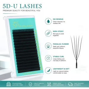 SP EYELASH Parallel Fan U Shape Lash Extensions 5D U Lashes 0.07 W Shape Volume Eyelash Extension Private Label Factory Price
