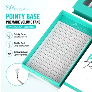 SP EYELASH Ultra Dark Matte Black Private Label Pointy Base Premade Volume Fans 0.05 0.07mm Narrow Pro Made Fan Lash Extensions
