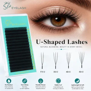 SP EYELASH W Lash Extensions U Shape YY Lash 2D 3D 4D 5D Volume Fans 0.07mm Parallel Fan Matte Black Eyelash Extension