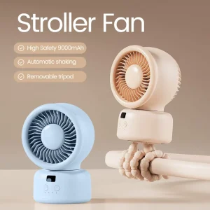 Safety Design 9000mAh Portable Rechargeable Baby Stroller Fan Custom Logo USB Cooling Kids Stroller Mini Fan for Baby